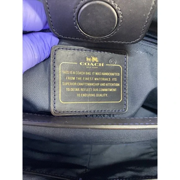 Coach 36879 Stamped Snakeskin Stanton Carryall Navy Leather Handbag - Picture 7 of 17